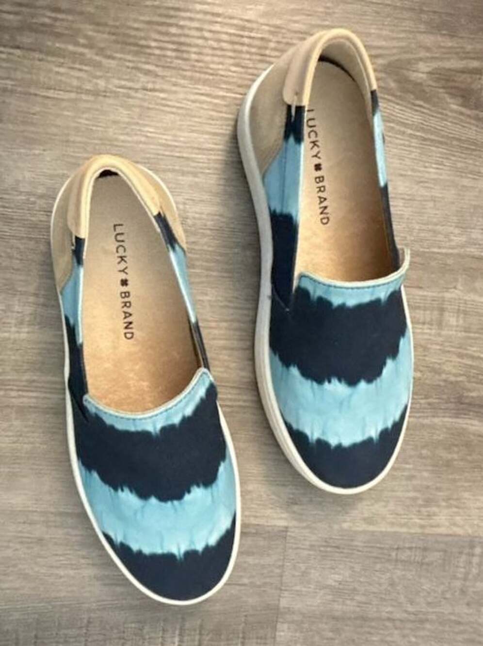 Lucky Brand Womens Hadie Flat Sneaker Blue Tie Dye Slip On Shoes